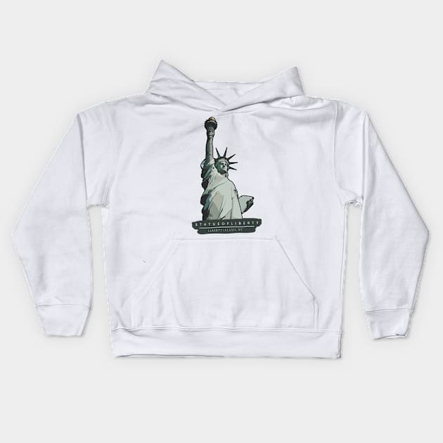 Colorblock Statue of Liberty Kids Hoodie by ReverieCompany